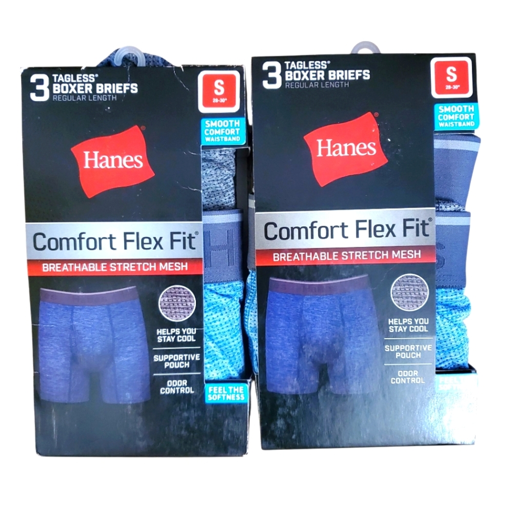 Hanes Men's Boxer‎ Briefs Size S (28-30") Regular - 3 Pk Comfort Flex Fit Pouch